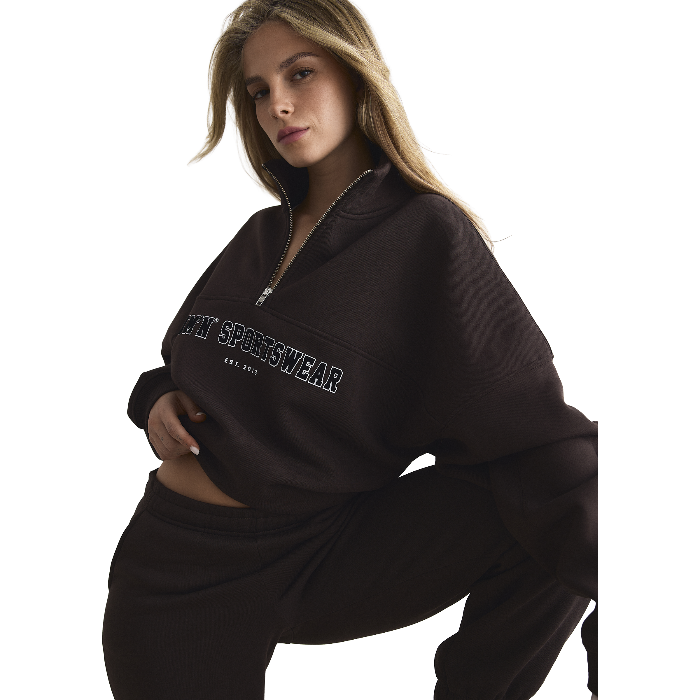 Womens Varsity Sweat Half Zip Chocolate | Sports Direct Australia